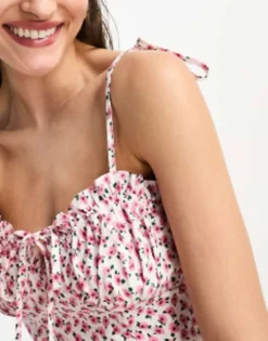 Glamorous Ruched Bust Cami Mini Dress In Pink Rose Bud Floral -RIVER ISLAND || PULL & BEAR || ONLY Sales Store 204370350 4