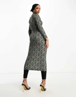 Trendyol Long Sleeve Maxi Dress In Black And White Zebra Print -RIVER ISLAND || PULL & BEAR || ONLY Sales Store 204425450 4