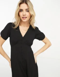 New Look Button Through Midi Tea Dress In Light Pink -RIVER ISLAND || PULL & BEAR || ONLY Sales Store 204479602 1 black
