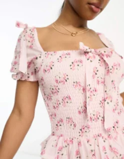 Amy Jane London Darcy Tiered Mini Dress In Pink Ditsy Floral -RIVER ISLAND || PULL & BEAR || ONLY Sales Store 204494698 3