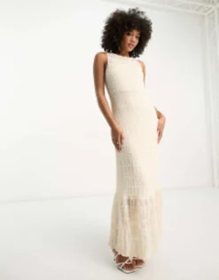 Vila Bridal Maxi Dress In Cream