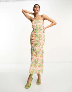 Pretty Lavish Bandeau Ruched Midaxi Dress In Mixed Floral -RIVER ISLAND || PULL & BEAR || ONLY Sales Store 204498057 4