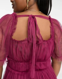 Anaya Plus Statement Tiered Maxi Dress In Red Plum -RIVER ISLAND || PULL & BEAR || ONLY Sales Store 204500490 3