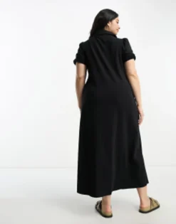 ASOS DESIGN Curve Ultimate Midi Tea Dress With Collar In Black -RIVER ISLAND || PULL & BEAR || ONLY Sales Store 204506758 4