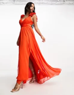 Forever New Ruffle Maxi Dress In Tomato Red