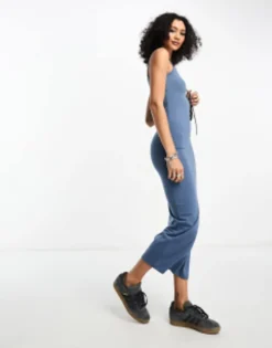 COLLUSION Square Neck Cami Maxi Dress In Blue -RIVER ISLAND || PULL & BEAR || ONLY Sales Store 204554426 4