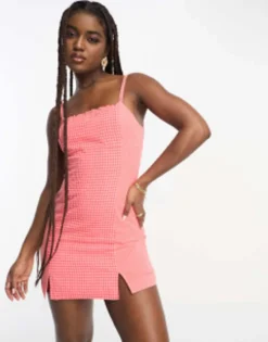 The Frolic Gingham Mini Cami Dress In Coral -RIVER ISLAND || PULL & BEAR || ONLY Sales Store 204562453 4