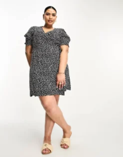 Pieces Curve Wrap Mini Dress In Black Spot -RIVER ISLAND || PULL & BEAR || ONLY Sales Store 204573548 3