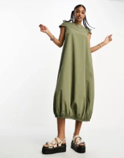 COLLUSION Puffball Maxi Dress In Khaki -RIVER ISLAND || PULL & BEAR || ONLY Sales Store 204598054 3
