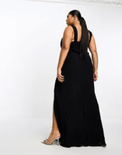 ASOS DESIGN Curve Cap Sleeve Bias Maxi Dress In Black -RIVER ISLAND || PULL & BEAR || ONLY Sales Store 204623541 3
