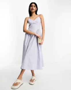 ASOS DESIGN Cotton Dropped Corset Waist Midi Skater Dress In Patchwork Print -RIVER ISLAND || PULL & BEAR || ONLY Sales Store 204623717 1 balletblue