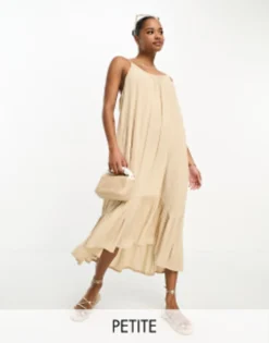 Vero Moda Petite Tie Shoulder Beach Maxi Dress In Cream