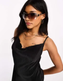 Threadbare Cami Cowl Neck Plisse Maxi Dress In Black -RIVER ISLAND || PULL & BEAR || ONLY Sales Store 204650496 3