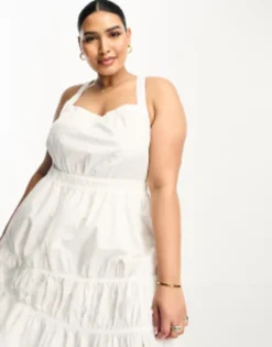 Vero Moda Curve Cross Back Maxi Dress In White -RIVER ISLAND || PULL & BEAR || ONLY Sales Store 204657644 3