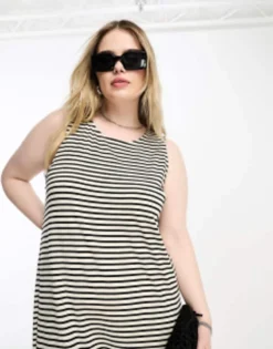 Vero Moda Curve Sleeveless Maxi Dress In Mono Stripe -RIVER ISLAND || PULL & BEAR || ONLY Sales Store 204658496 3
