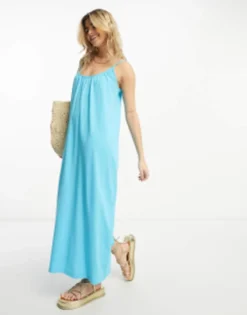 Vero Moda Chuck On Cami Maxi Dress In Blue -RIVER ISLAND || PULL & BEAR || ONLY Sales Store 204658739 4