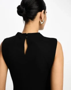 ASOS DESIGN Sleeveless Midi Dress With Shoulder Pad In Black -RIVER ISLAND || PULL & BEAR || ONLY Sales Store 204681193 3