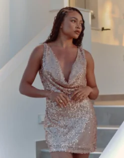 4th & Reckless X Loz Vassallo Minitie Beaded Knit Mini Beach Summer Dress In Cream