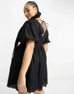 River Island Plus Broderie Mini Dress In Black -RIVER ISLAND || PULL & BEAR || ONLY Sales Store 204711356 3