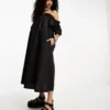Object Tie Shoulder Oversized Smock Maxi Dress In Black