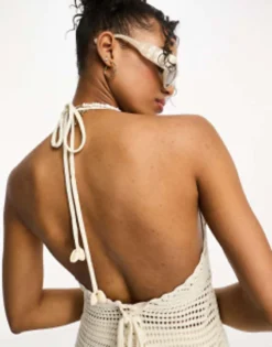 PULL & BEAR Pull&Bear Low Back Handmade Crochet Mini Dress In White -RIVER ISLAND || PULL & BEAR || ONLY Sales Store 204746054 4