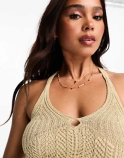 PULL & BEAR Pull&Bear Crochet Maxi Dress In Beige -RIVER ISLAND || PULL & BEAR || ONLY Sales Store 204746523 3