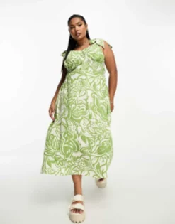 River Island Plus Bust Detail Mini Dress In Green