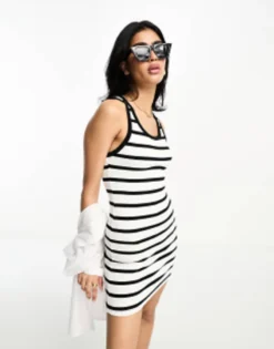 ASOS DESIGN Scoop Neck Ribbed Mini Dress In White -RIVER ISLAND || PULL & BEAR || ONLY Sales Store 204765806 1 blackwhite