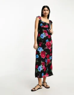 ASOS DESIGN Mesh Scoop Neck Frill Sleeve Maxi Dress In Floral Print -RIVER ISLAND || PULL & BEAR || ONLY Sales Store 204787753 4