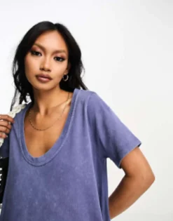 ASOS DESIGN Scoop Neck Swing Mini Dress In Washed Blue -RIVER ISLAND || PULL & BEAR || ONLY Sales Store 204796969 4