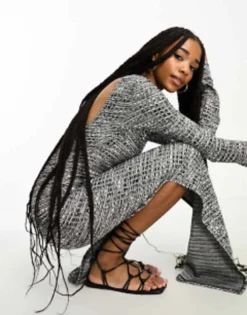 Vero Moda Tall Knitted Scoop Back Maxi Dress In Grey Melange -RIVER ISLAND || PULL & BEAR || ONLY Sales Store 204822193 3