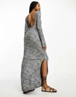 Vero Moda Tall Knitted Scoop Back Maxi Dress In Grey Melange -RIVER ISLAND || PULL & BEAR || ONLY Sales Store 204822193 4