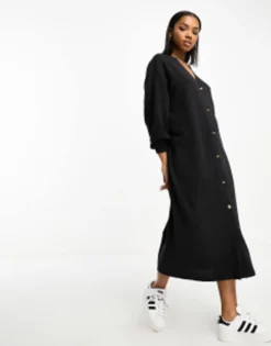 Vero Moda Button Through Maxi Cardigan Dress In Black -RIVER ISLAND || PULL & BEAR || ONLY Sales Store 204822266 3
