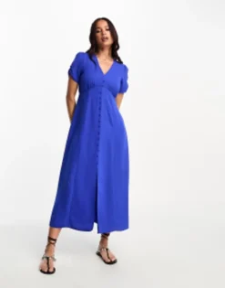 New Look Button Through Midi Tea Dress In Light Pink -RIVER ISLAND || PULL & BEAR || ONLY Sales Store 204830230 1 blue