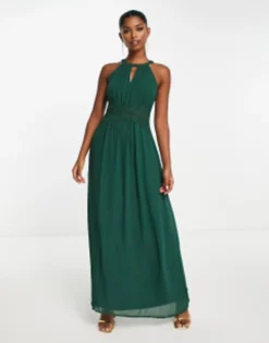 Vila Bridesmaid Halterneck Maxi Dress In Pine Green -RIVER ISLAND || PULL & BEAR || ONLY Sales Store 204849909 3
