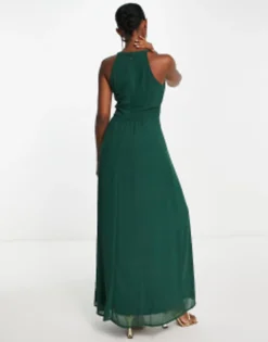 Vila Bridesmaid Halterneck Maxi Dress In Pine Green -RIVER ISLAND || PULL & BEAR || ONLY Sales Store 204849909 4