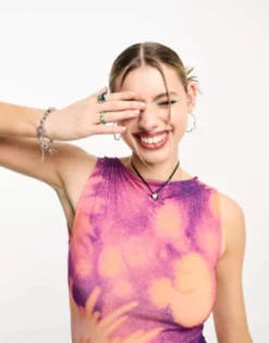 COLLUSION Slash Neck Maxi Dress In Digi Blur Print In Multi -RIVER ISLAND || PULL & BEAR || ONLY Sales Store 204868139 4