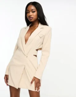 Kaiia Belted Blazer Dress In Stone -RIVER ISLAND || PULL & BEAR || ONLY Sales Store 204884884 4