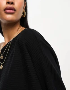 ASOS DESIGN Super Soft Rib Midi Jumper Dress With Fallen Shoulder In Black -RIVER ISLAND || PULL & BEAR || ONLY Sales Store 204909262 4