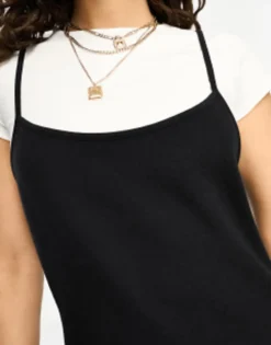 ASOS DESIGN Petite Super Soft 2 In 1 Slip Mini Dress In Black -RIVER ISLAND || PULL & BEAR || ONLY Sales Store 204909265 3