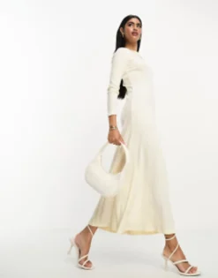 ASOS DESIGN Super Soft Rib Crew Neck Midi Dress With Long Sleeve Blue -RIVER ISLAND || PULL & BEAR || ONLY Sales Store 204909381 1 winterwhite