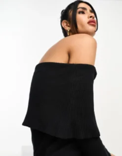 ASOS DESIGN Super Soft Bardot Mini Dress With Flare Sleeve In Black -RIVER ISLAND || PULL & BEAR || ONLY Sales Store 204909393 4
