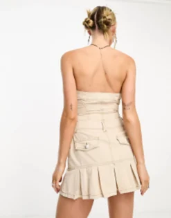 Reclaimed Vintage Cargo Mini Dress In Stone -RIVER ISLAND || PULL & BEAR || ONLY Sales Store 204938884 4