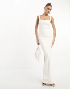 Naked Wardrobe Leather Look Square Neck Maxi Dress In White -RIVER ISLAND || PULL & BEAR || ONLY Sales Store 204945079 4