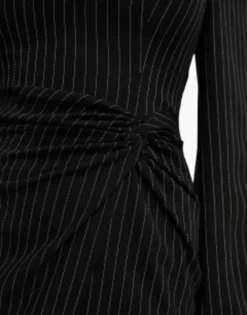 ASOS DESIGN Square Neck Fluted Sleeve Knot Detail Midi Dress In Pinstripe -RIVER ISLAND || PULL & BEAR || ONLY Sales Store 204952358 3