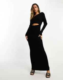 SNDYS Fine Knit Maxi Jumper Dress In Black