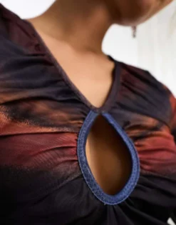 Only Keyhole Detail Mesh Maxi Dress In Multi Ombre Stripe -RIVER ISLAND || PULL & BEAR || ONLY Sales Store 204961636 3