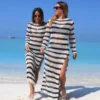 Labelrail X Collyer Twins Striped Knitted Column Dress In White And Navy
