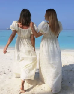 Labelrail X Collyer Twins Square Neck Puff Sleeve Lace Maxi Dress In Cream -RIVER ISLAND || PULL & BEAR || ONLY Sales Store 204972351 3