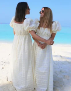 Labelrail X Collyer Twins Square Neck Puff Sleeve Lace Maxi Dress In Cream -RIVER ISLAND || PULL & BEAR || ONLY Sales Store 204972351 4